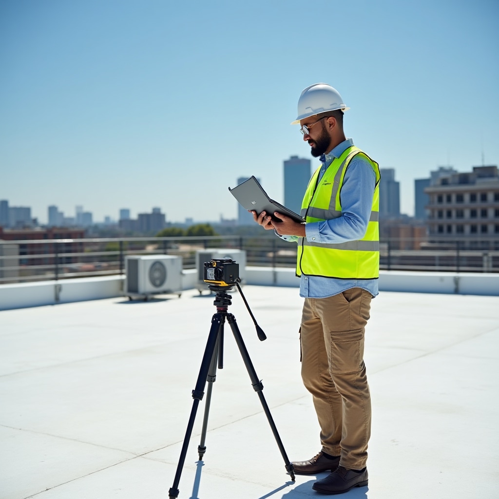 Ukuhlolwa kwamandla elanga angafakwa ophahla lwesakhiwo sezohwebo ngemathuluzi okulinganisa